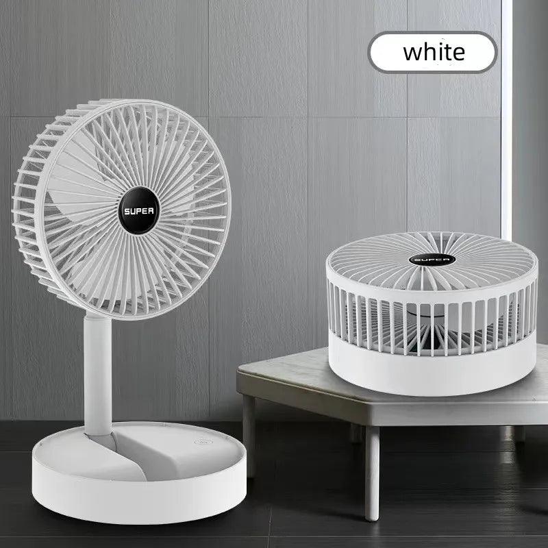 Tragbarer 6-Zoll Standventilator | Zusammenklappbarer Teleskopboden/USB | Wiederaufladbarer Akku | 3 Geschwindigkeiten, super leise, höhenverstellbar | Karnz