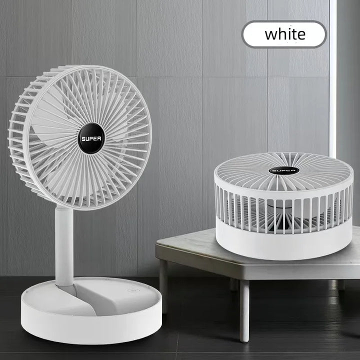 Tragbarer 6-Zoll Standventilator | Zusammenklappbarer Teleskopboden/USB | Wiederaufladbarer Akku | 3 Geschwindigkeiten, super leise, höhenverstellbar | Karnz