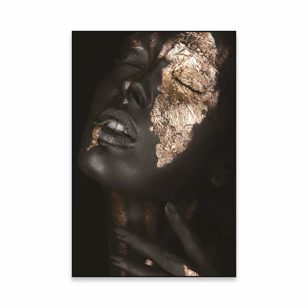 Golden Girl Fashion Wandkunst Fine Art Leinwanddrucke Moderne Abstrakte Porträtbilder Für Wohnzimmer Schlafzimmer Boutique Salon Kunstdekoration | Karnz