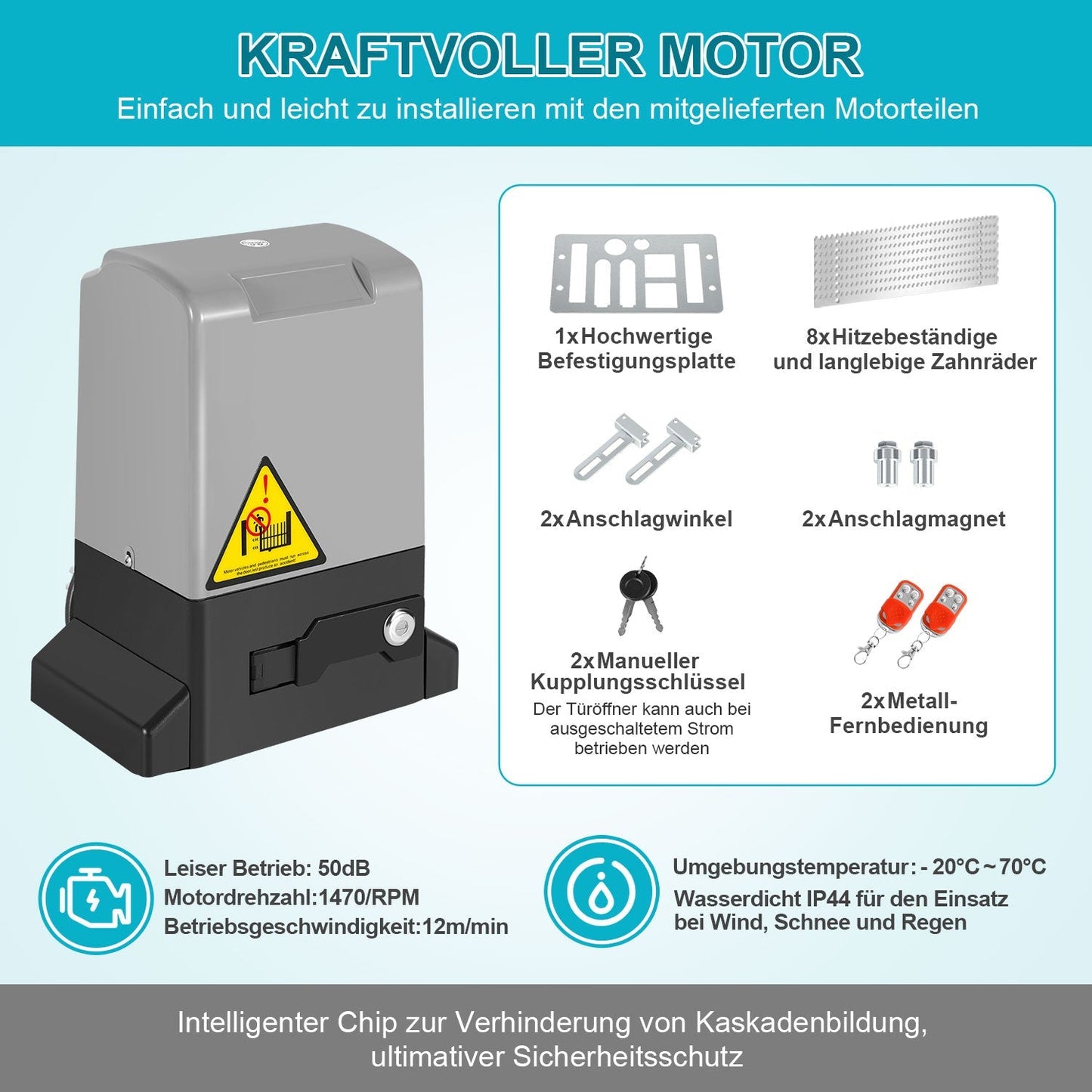 Schiebetorantrieb Garagentorantrieb mit App-Steuerung 370W/550W | Karnz