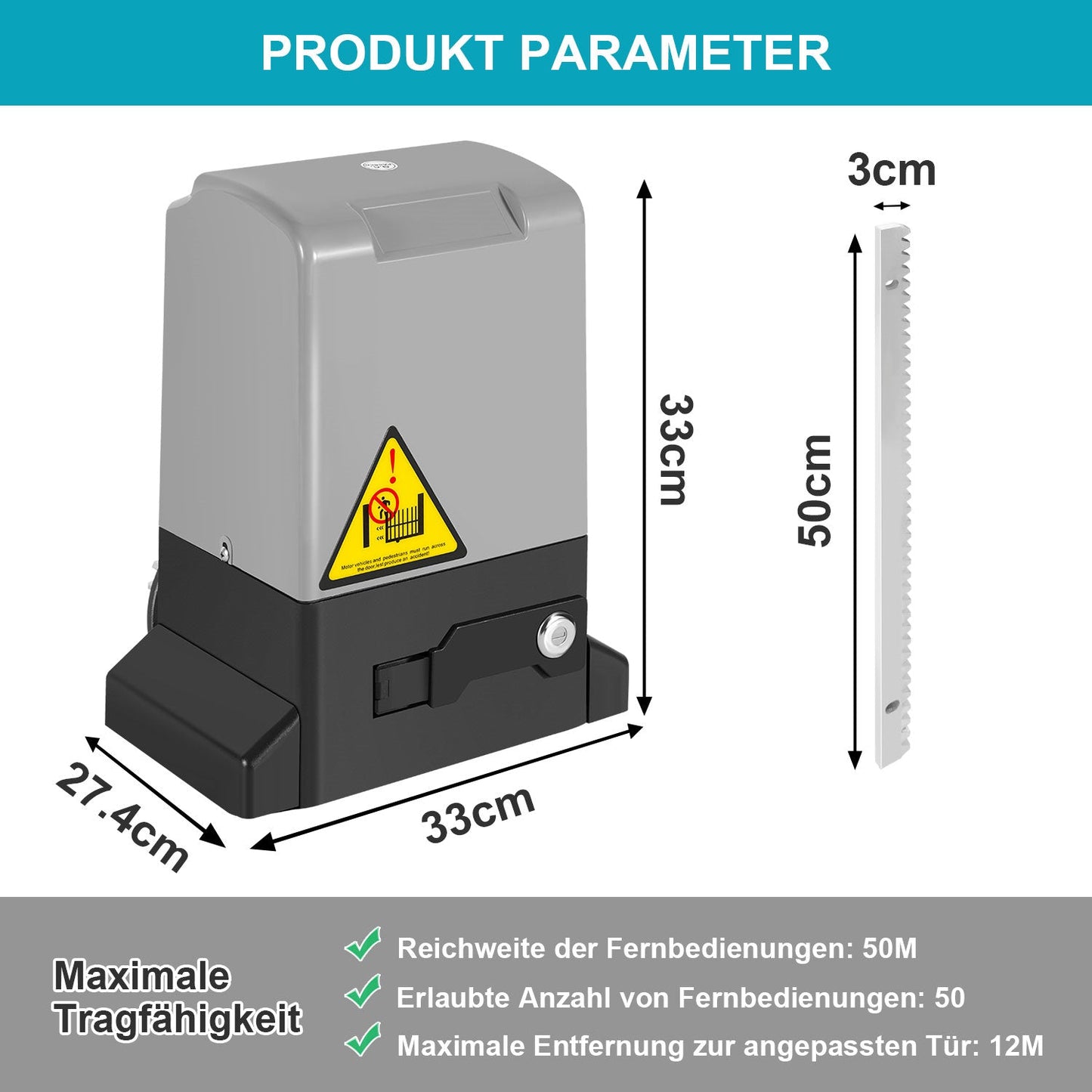 Schiebetorantrieb Garagentorantrieb mit App-Steuerung 370W/550W | Karnz
