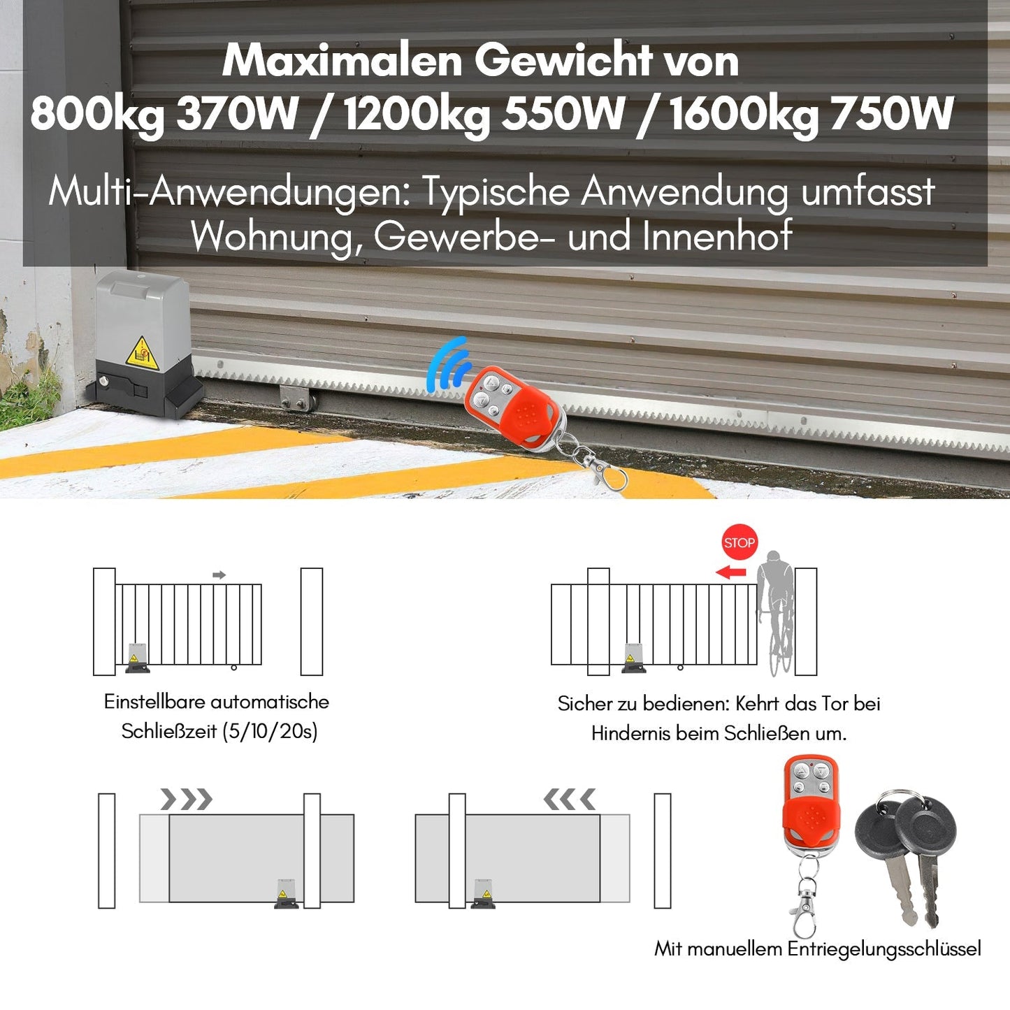 Schiebetorantrieb Garagentoröffner 370W/550W/750W | Karnz