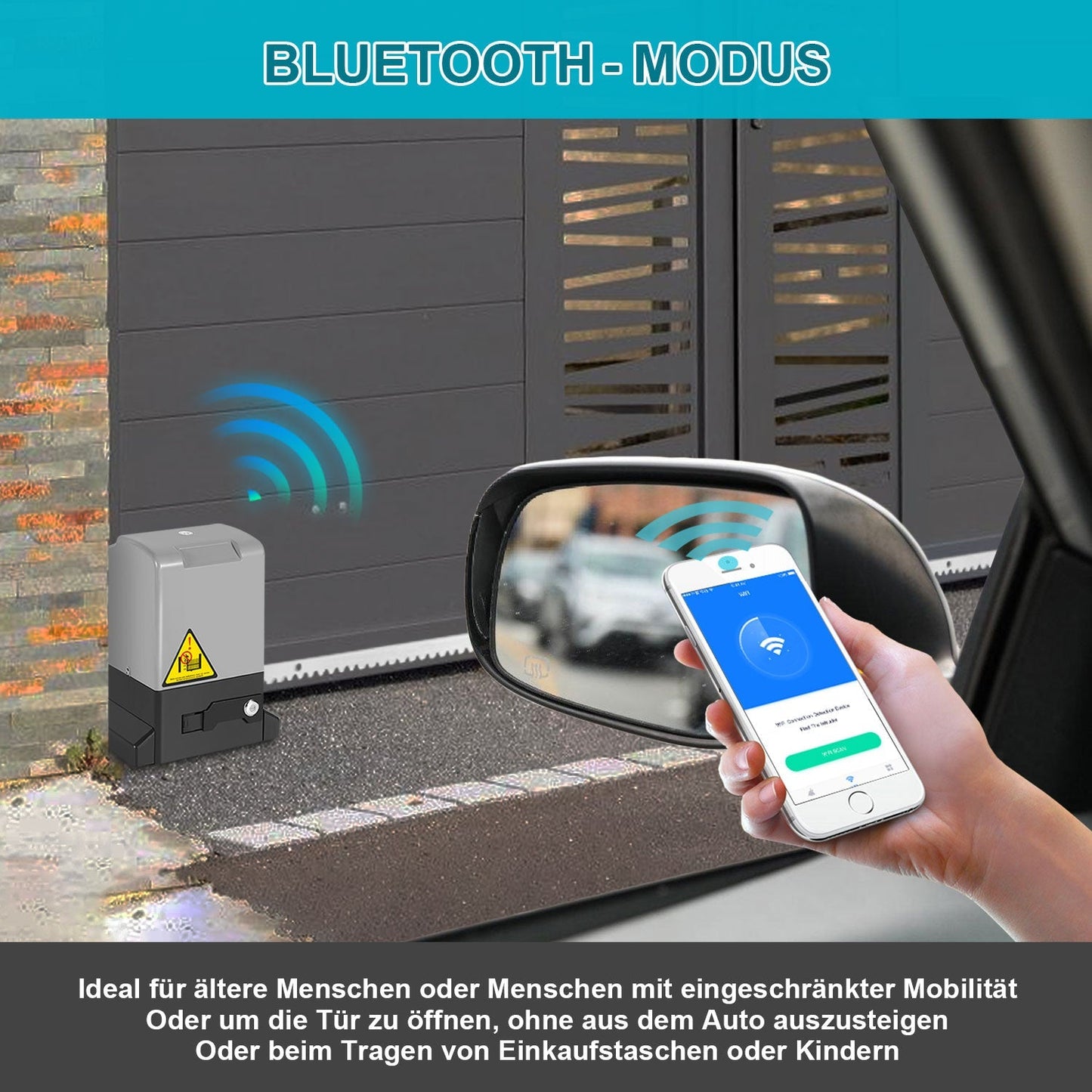 Schiebetorantrieb Garagentorantrieb mit App-Steuerung 370W/550W | Karnz