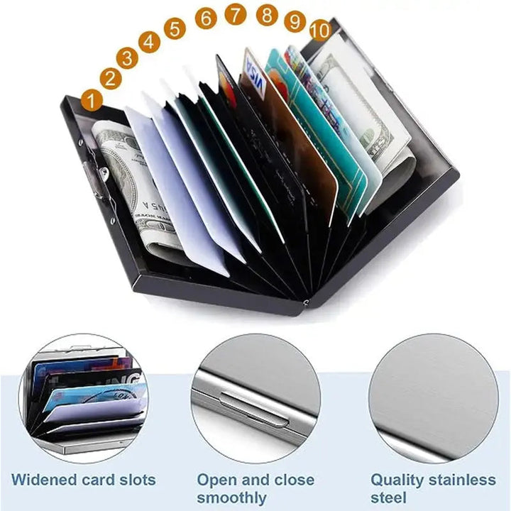 Slim RFID-blockierende Edelstahl-Geldbörse für Karten