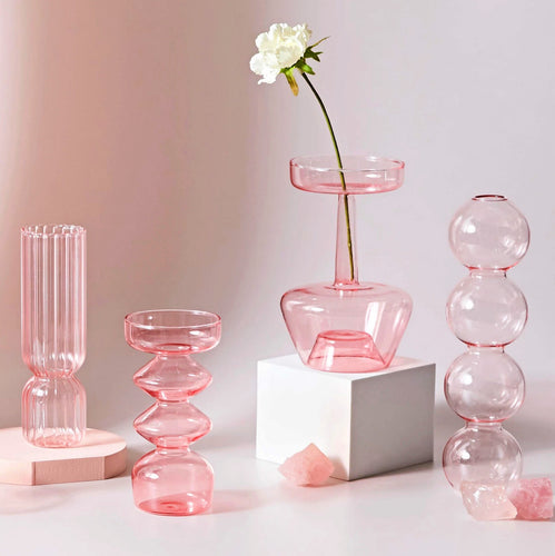 Moderner Glas-Teelichthalter-Babypink | Karnz