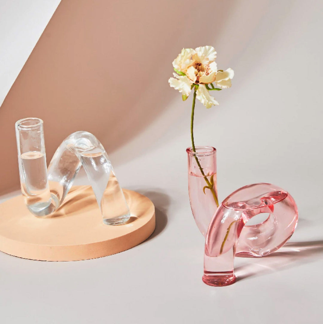 Moderner Glas-Teelichthalter-Babypink | Karnz