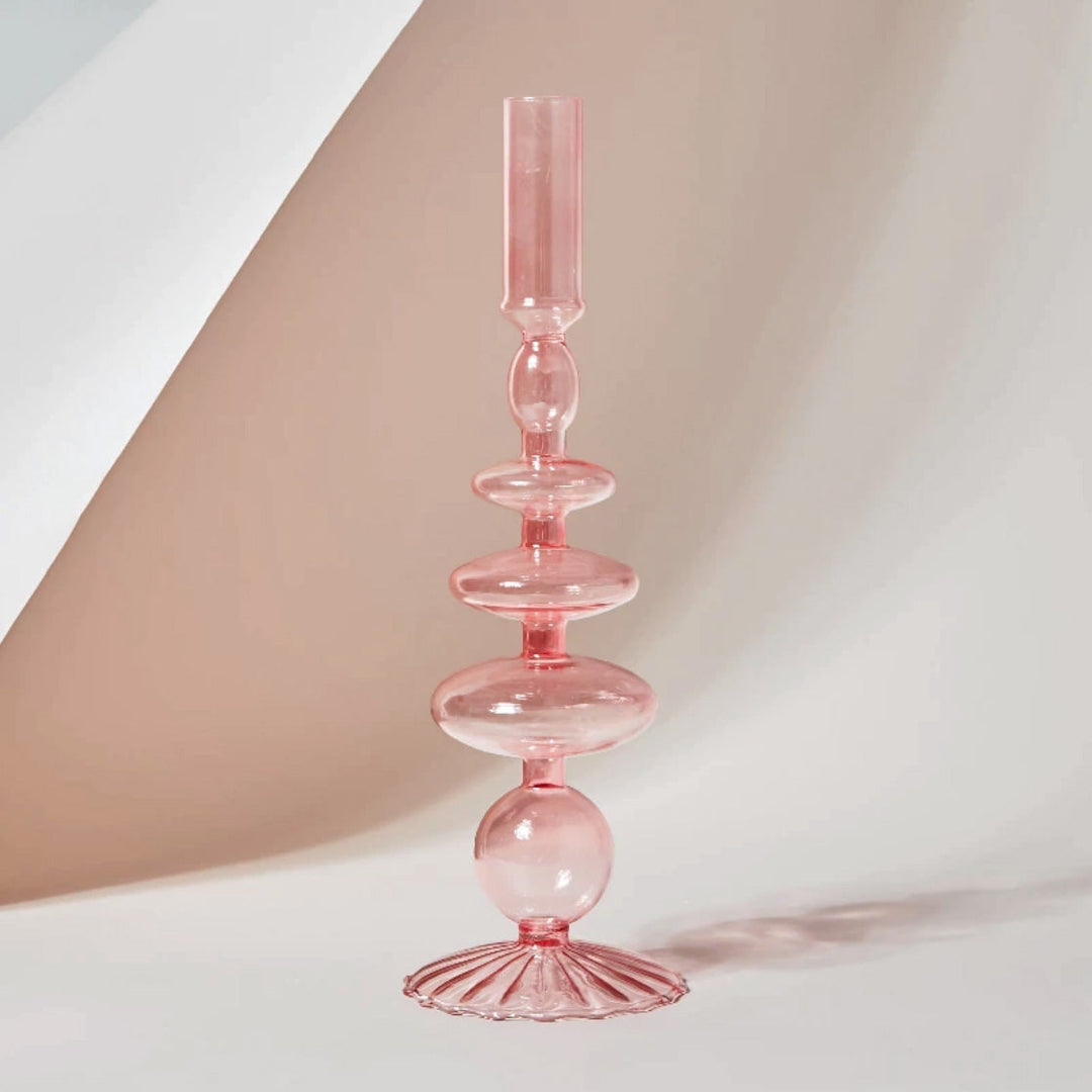 Moderner Glas-Teelichthalter-Babypink | Karnz