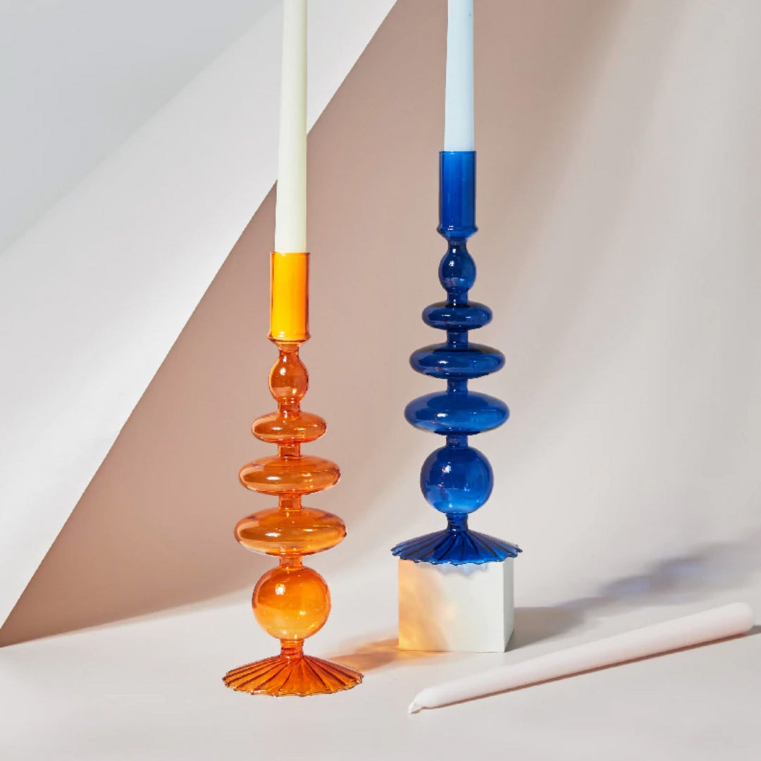 Moderner Glas Kerzenhalter-Orange | Karnz