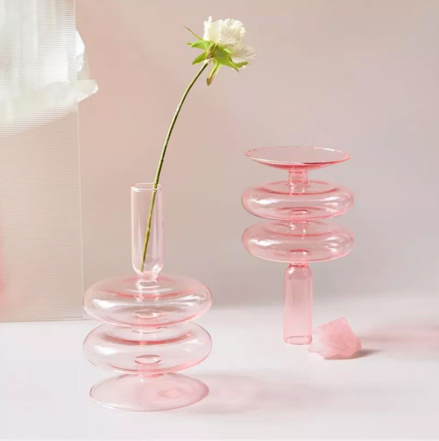 Moderner Glas-Teelichthalter-Babypink | Karnz