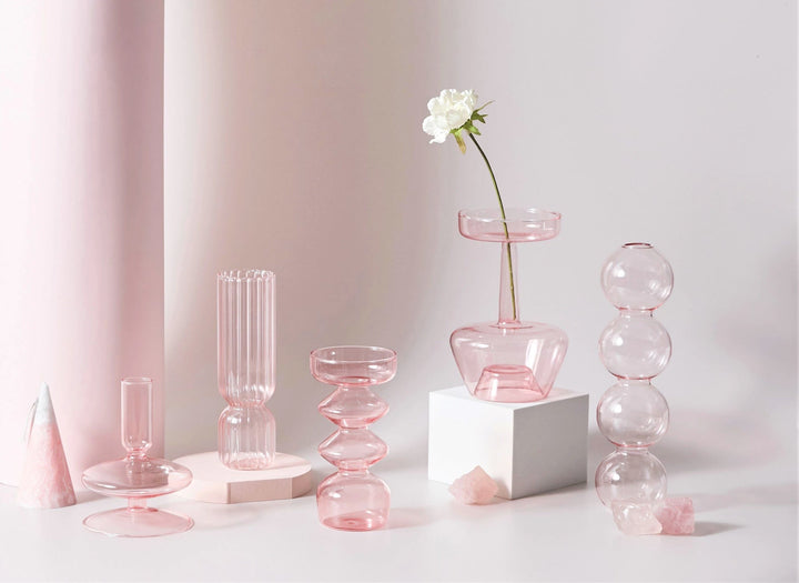 Moderner Glas-Teelichthalter-Babypink | Karnz