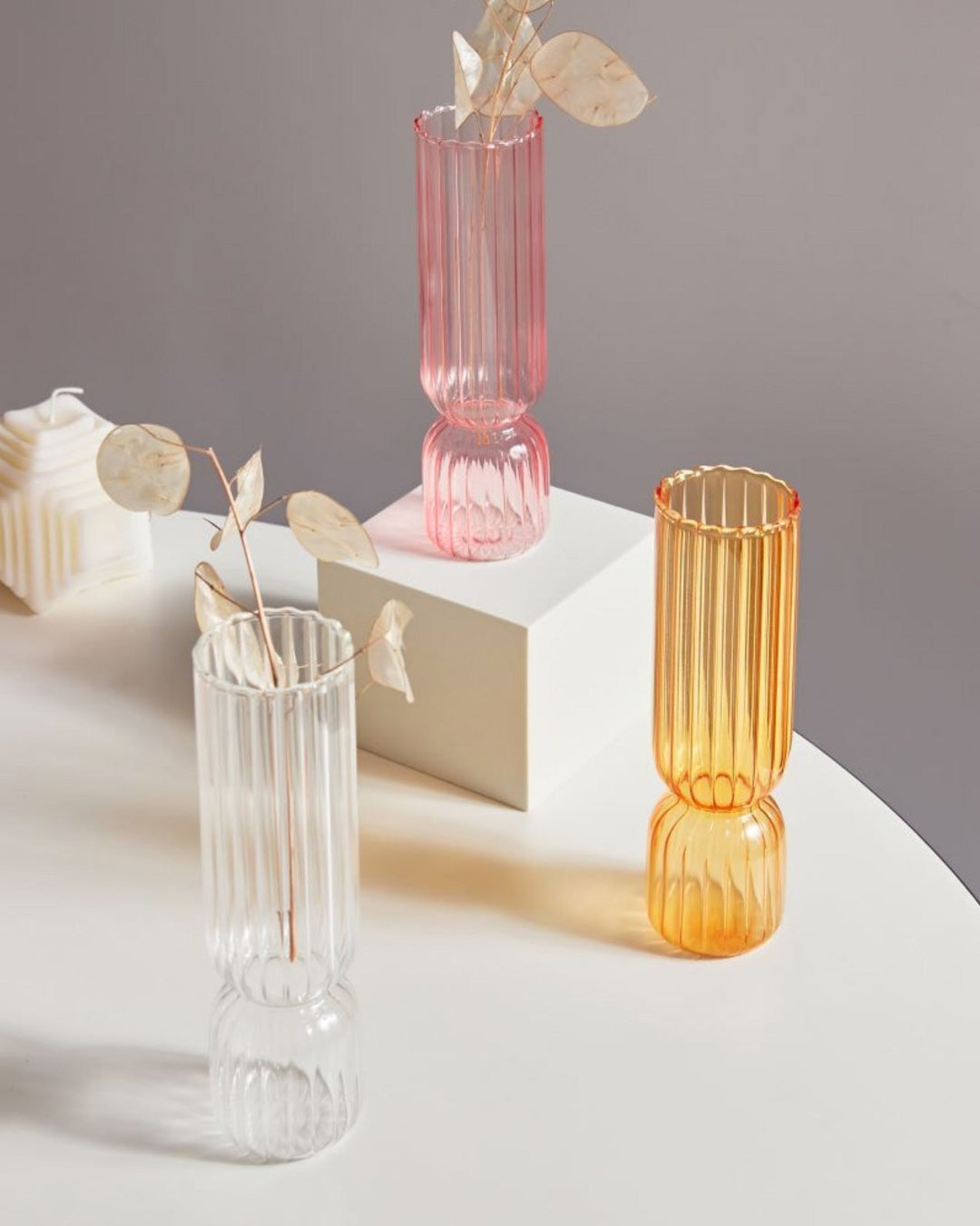 Scallop Zylinder Glas Vase | Karnz