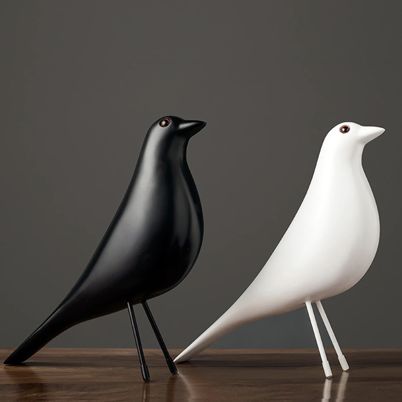 Scandi House Bird – Nordische Dekorative Figur in Schwarz oder Weiß | Karnz