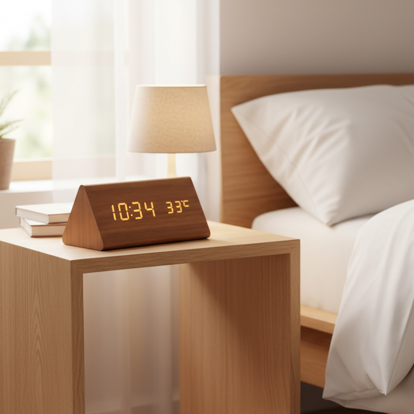 Sprachgesteuertes LED Holz Uhr | Karnz