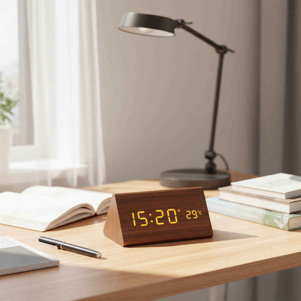 Sprachgesteuertes LED Holz Uhr | Karnz