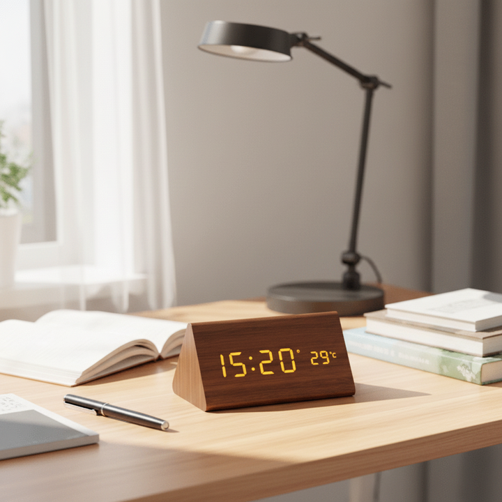 Sprachgesteuertes LED Holz Uhr | Karnz