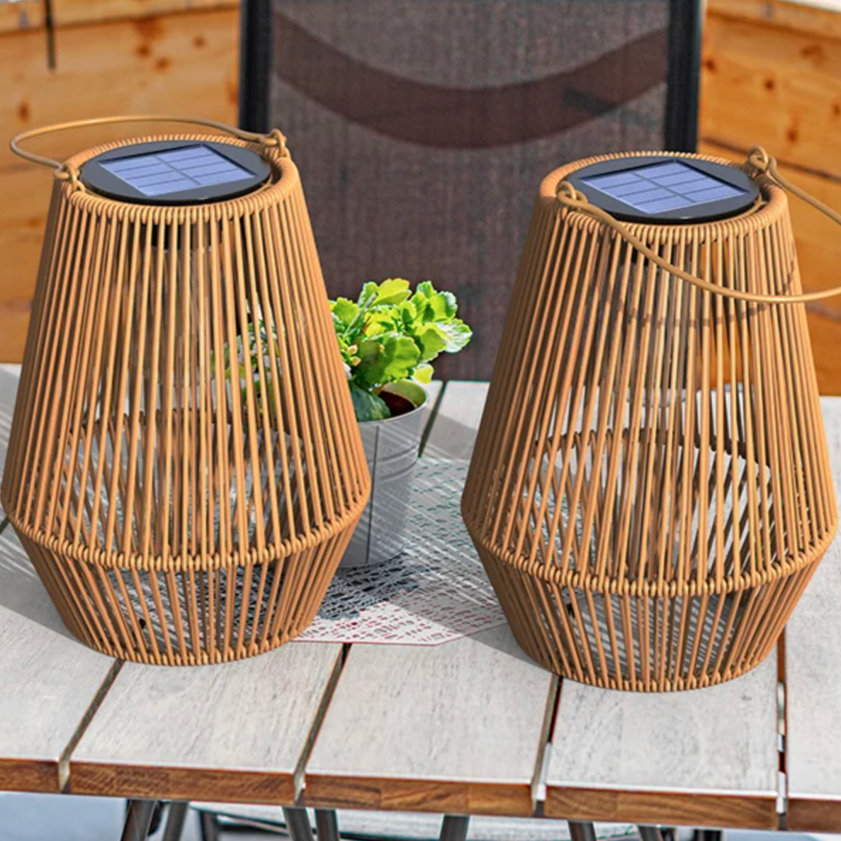 Solar Rattan Laterne Karnz