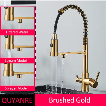 Sandsberg Schwarzer Filter-Küchenwasserhahn mit Dual-Auslauf – Mischbatterie mit Wasserfilter für Küchen, Wasseraufbereitung und Reinigung | Karnz
