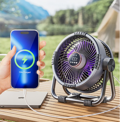 Riley 3-in-1 Campingventilator mit LED und Powerbank – 20.000mAh Outdoorventilator mit Haken & Fernbedienung | Karnz