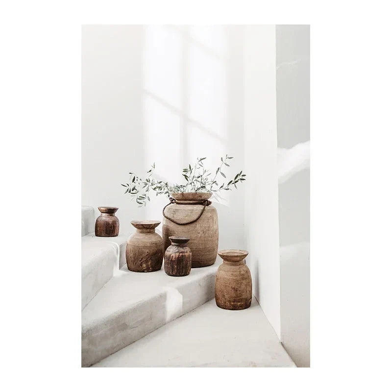 Neutrale Farben Terrakotta Stillleben Vase Wandkunst Fine Art Leinwanddrucke Poster Architekturfotos für modernes Wohnzimmer Schlafzimmer Wohnkultur | Karnz
