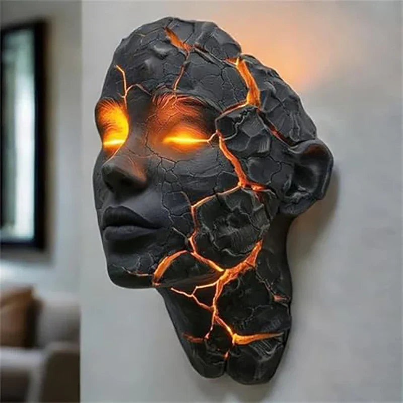 Vulkanische Gesichts-Lava-Riss-Wandkunstlampe