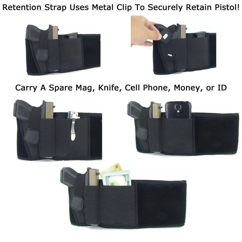 Taktisches Bauchgurt-Holster - Verdeckt tragender Taillengurt - Tragbares verstecktes Holster für Outdoor-Jagd & Verteidigung