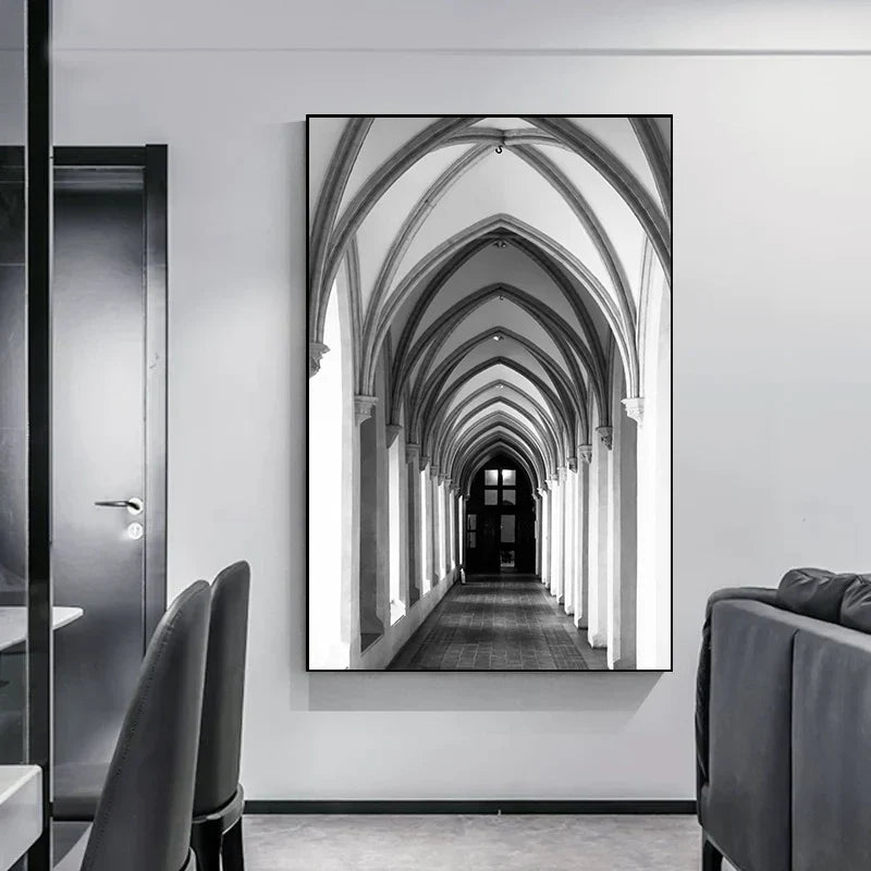 Minimalistische abstrakte architektonische Wandkunst feine Kunstleinwand Drucke Poster Bilder für moderne Apartment Wohnzimmer Büro Dekor | Karnz