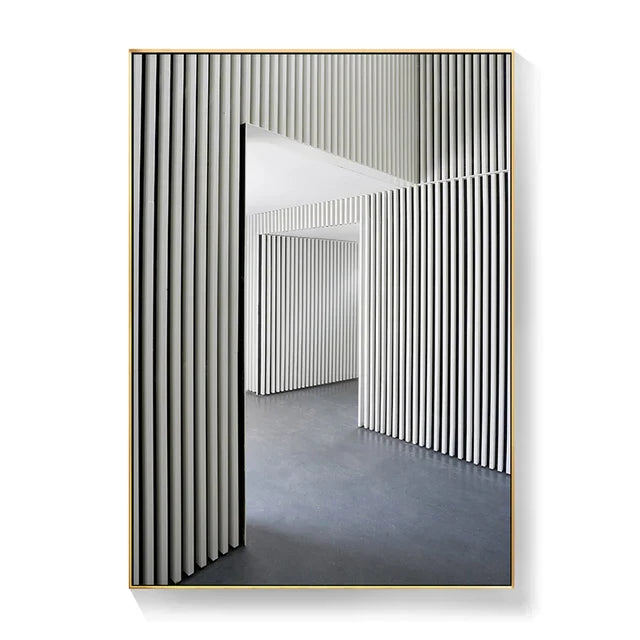 Schwarz Weiß Architektonische Innenräume Wandkunst Fine Art Leinwanddrucke Druckbilder für modernes Loft Wohnzimmer Büro Dekor | Karnz