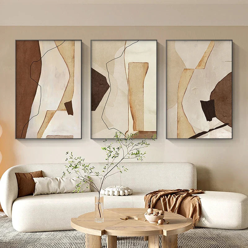 Nordic Abstract Braun Beige Geometrisch Farbblock Wandkunst Feine Kunst Leinwanddrucke Neutrale Töne Bilder Für Wohnzimmer Büro Dekor | Karnz