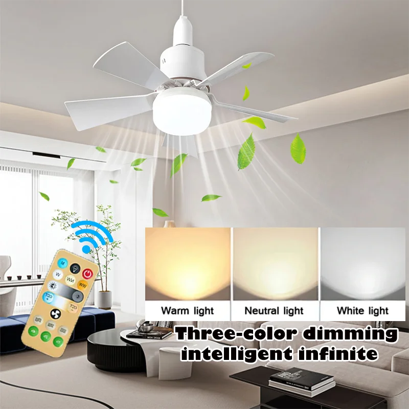 30W E27 Deckenventilator Licht mit Fernbedienung - LED Dimmfunktion, intelligenter leiser Ventilator für Schlafzimmer & Wohnzimmer | Karnz