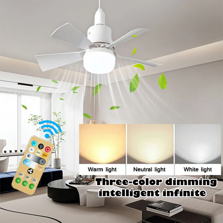 30W E27 Deckenventilator Licht mit Fernbedienung - LED Dimmfunktion, intelligenter leiser Ventilator für Schlafzimmer & Wohnzimmer | Karnz