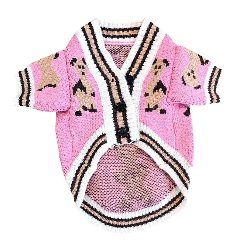 Hundekardigan aus gestricktem, warmem und gestreiftem Karnz