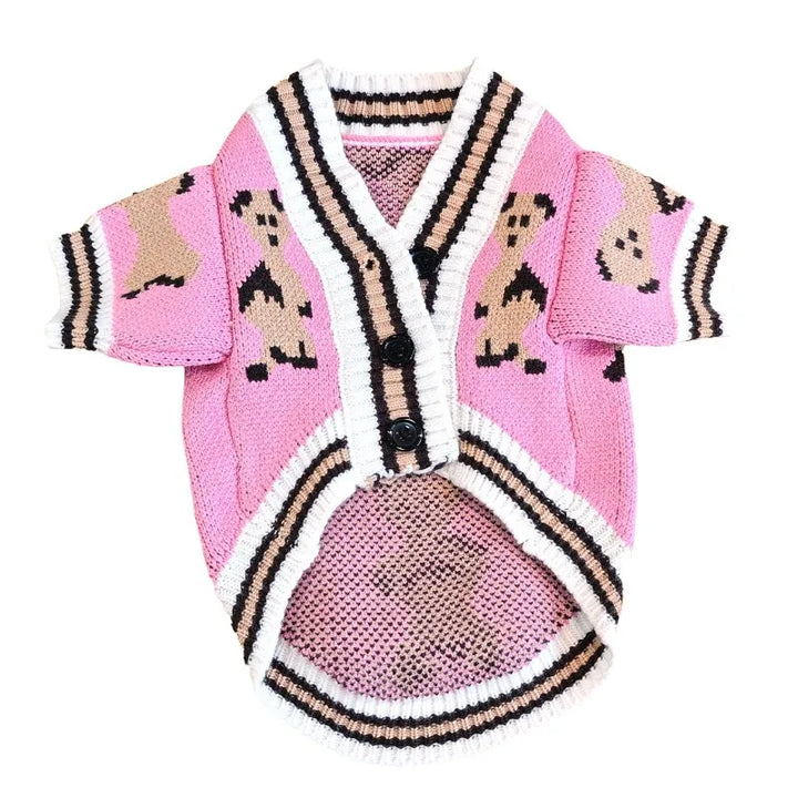 Hundekardigan aus gestricktem, warmem und gestreiftem Karnz