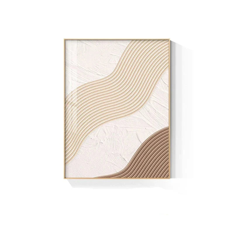 Moderne abstrakte beige geometrische Linien Wandkunst Fine Art Leinwanddrucke Bilder für Wohnzimmer Esszimmer Home Office Dekor | Karnz