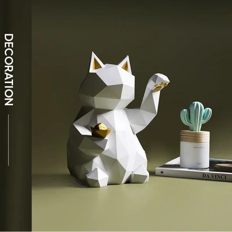 Nordic Minimalismus Geometrie Glückskatze Statuen | Karnz