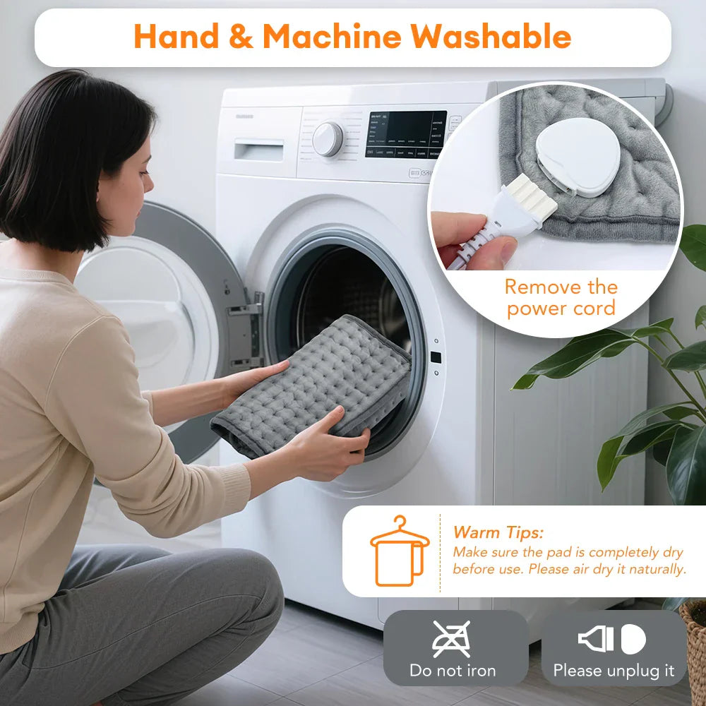 Karnz | ThermaEase Elektrisches Heizkissen | 9 Temperaturstufen & 4 Timer-Modi | 30×60 cm | Waschbar & Schnelles Heizen | Für Rücken, Bauch & Beine
