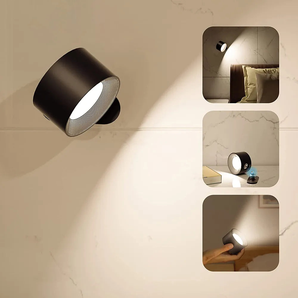 Karnz | Spotlight Kabellose Wandlampe - 360° Rotation, Dimmbar, Wiederaufladbare Wandlicht