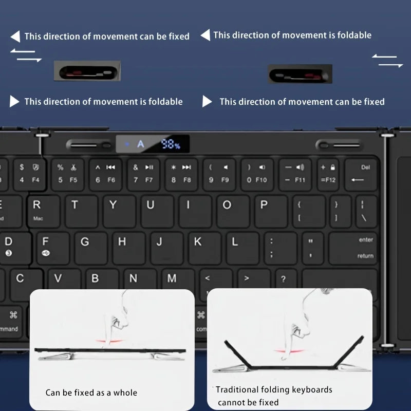 Karnz | Faltbare RGB Drahtlose Eingebautes Touchpad Hintergrundbeleuchtete Reise Tastatur