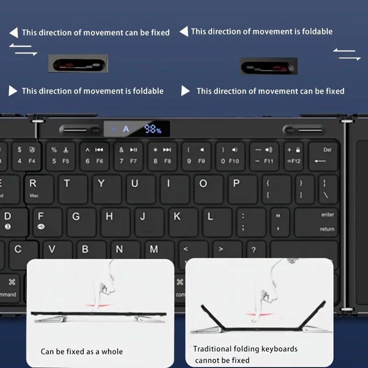 Karnz | Faltbare RGB Drahtlose Eingebautes Touchpad Hintergrundbeleuchtete Reise Tastatur