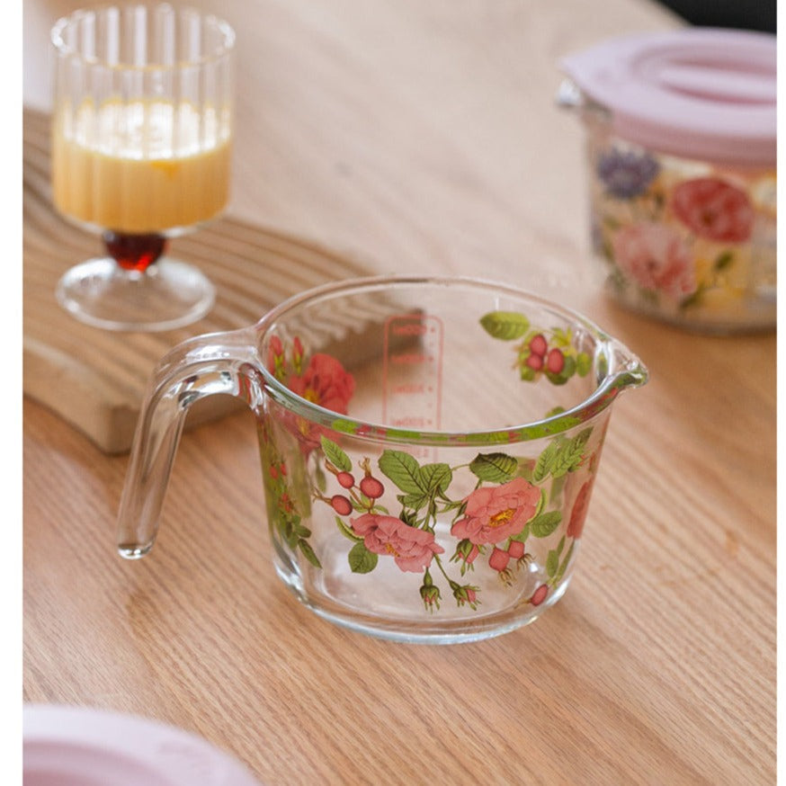 Retro Flowers Messbecher mit Deckel