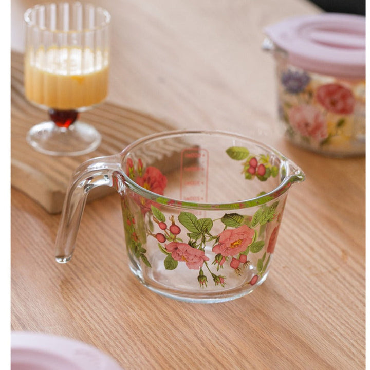 Retro Flowers Messbecher mit Deckel