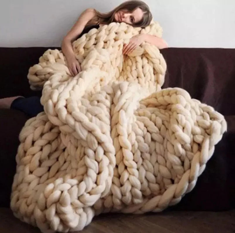 Grobstrickdecke – Kuschelige Wolldecke für jedes Zimmer – Weich und warm – Perfekt für Sofa und Bett
