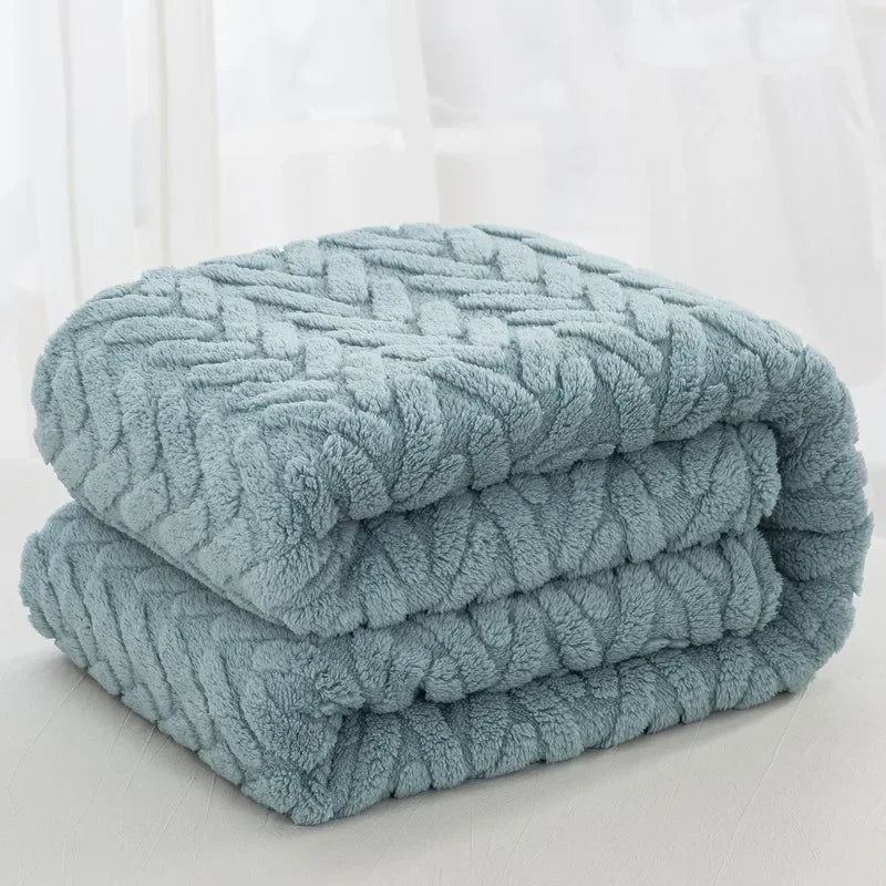 Karnz | Jacquard Fleece Decke CozyWeave | Einzelnes Layer & Doppelseitig | Weiche Tafu & Shu Baumwollfleece | Für Herbst & Winter