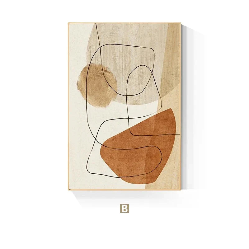 Skandinavische abstrakte Form Linien & Formen Wandkunst Fine Art Leinwanddrucke Neutrales Farbschema Bilder für moderne Wohnzimmerdekoration | Karnz