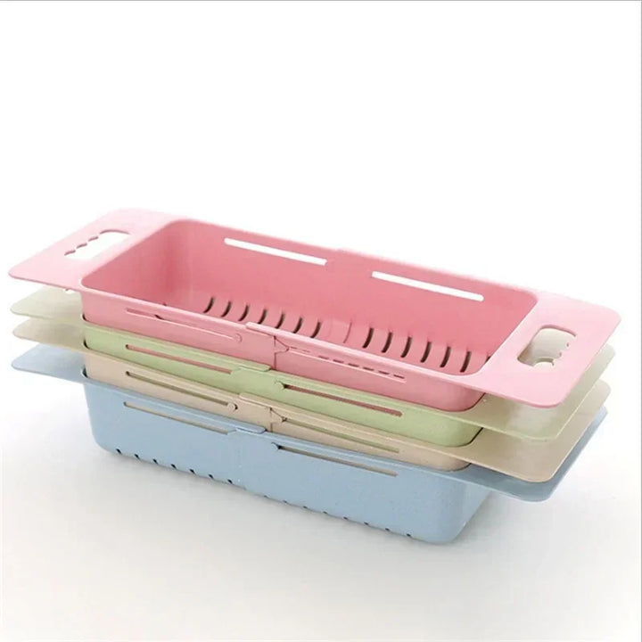 FlexDrain Abtropfkorb Küche – Verstellbarer Spülbecken Organizer | Auto Ablauf & Obst Gemüse Trockner | Platzsparendes Küchezubehör | Karnz