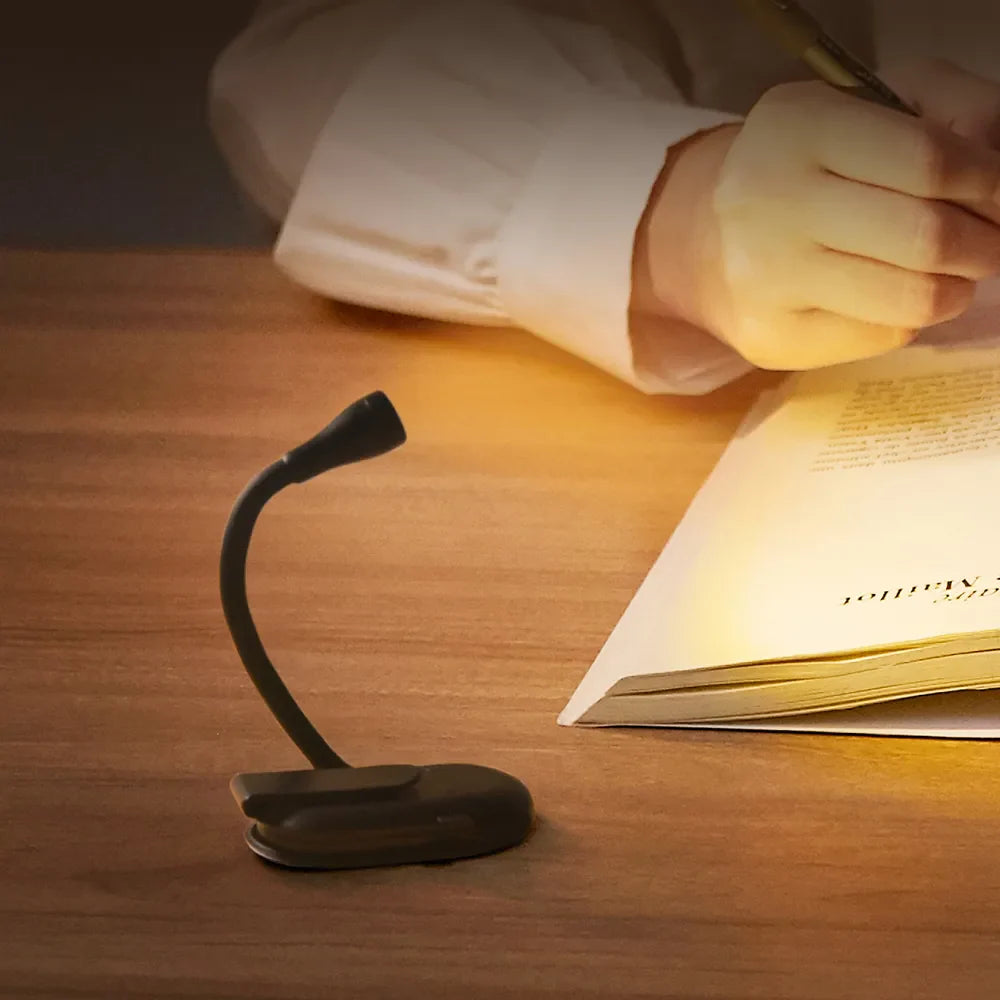 Mini Buchlicht - Tragbares Clip-On Nachtlicht mit USB-Ladung, dimmbares LED für Schlafzimmer, Augenschutz und Camping - 360° Flip Clip Buchlampe