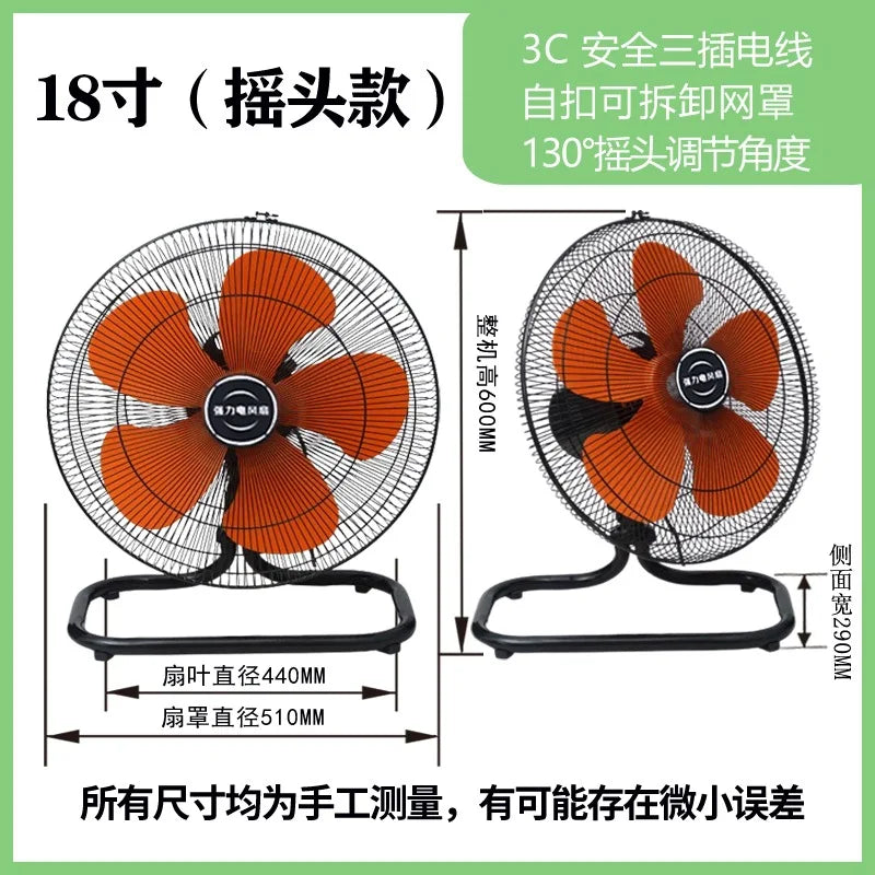 Industrieller Bodenventilator – 8-Gang 130° oszillierender Werkstattlüfter, leiser 45dB Turbo-Motor mit Überhitzungsschutz | Karnz