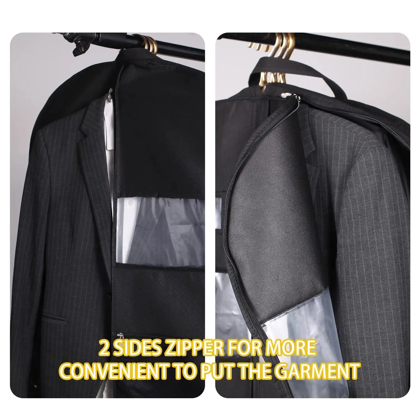 Karnz | ReiseKleider Kleidersack für Reisen | Beidseitiger Reißverschluss & XXL-Taschen | Atmungsaktiv & Transparent | 43 Zoll Hängender Anzug-Organizer