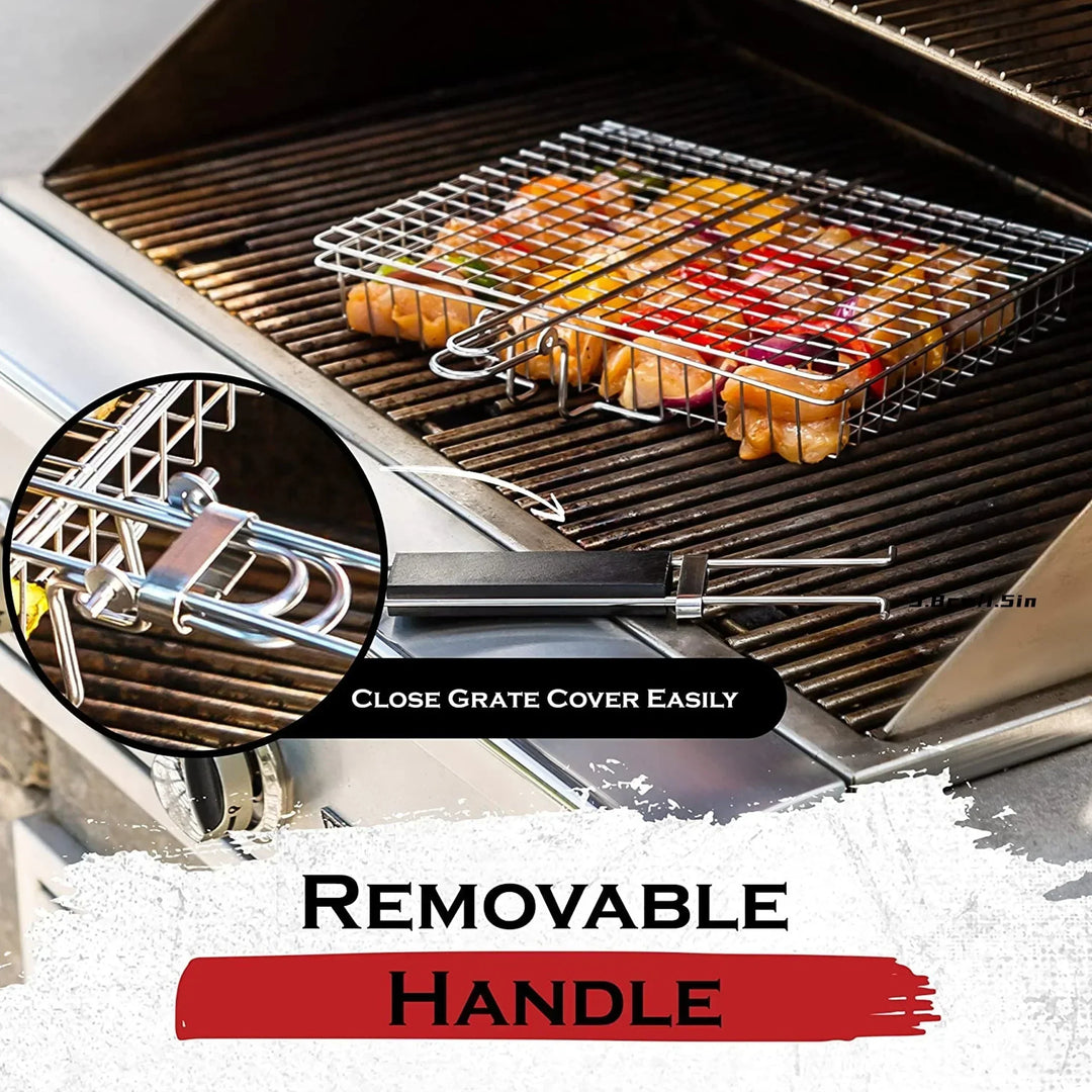 Grillaro Grillkorb | Faltbar & Antihaftbeschichtet | Edelstahl & Hitzebeständig | Für Fleisch & Gemüse