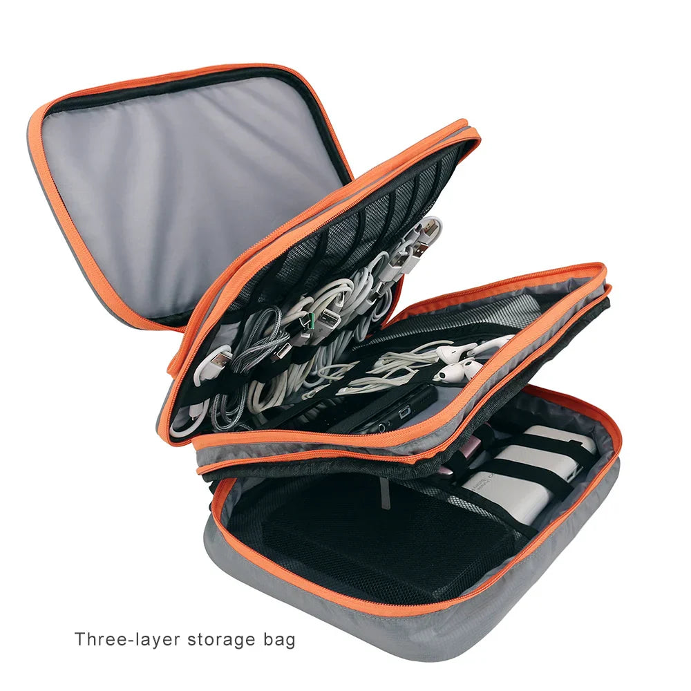 Karnz | Elektronik Organizer TECHNIVO LayerPro | 3-Schichten Kabeltasche | Wasserdicht & Großes Volumen | Für iPad, Ladegeräte & Zubehör