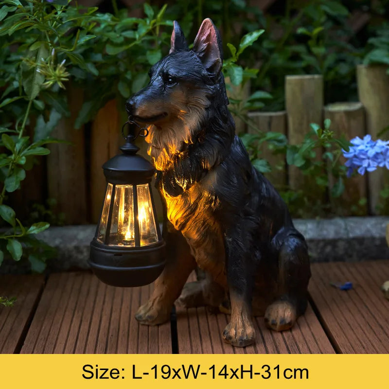 Solarbetriebene Outdoor-Harz-Hundestatue Lampe | Karnz